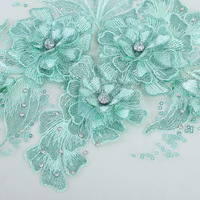 LS606 Patch 3D exquis en dentelle, 6 strass paillettes brodées fleur vêtements patchs décoratifs pour robe de mode