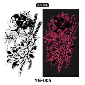 Pegatinas de tatuaje fluorescentes rojas de fábrica, impermeables, duraderas, <span class=keywords><strong>brazo</strong></span> de <span class=keywords><strong>flores</strong></span> artificiales, pegatinas de tatuaje temporal para hombres y mujeres - Product Image 1