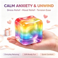 Jouet anti-stress en gel de maltose souple en forme de cube de sucre arc-en-ciel à récupération lente