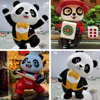 Sculpture de panda en fibre de verre personnalisée, étanche, cadeau d'entreprise pour centre commercial et restaurant de fondue, décoration extérieure