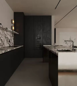 Cuisine Moderne Personnalisée en Bois Massif Style Luxe avec Accents en Marbre, Appareils Intégrés, Espace de Vie Élégant - Product Image 4