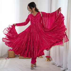Robe longue vintage d'été unie, coupe ample et élégante, avec volants, détails faits main effet miroir, taille naturelle, DUPATTA MAL - Product Image 1