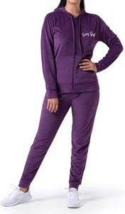 Conjunto de chándal y Sudadera con capucha para mujer, ropa de entrenamiento para trotar, traje de chándal de algodón/poliéster de alta calidad, con etiqueta privada, ajustado, para gimnasio - Product Image 2