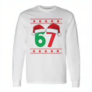 Camiseta de manga larga de mezcla triple con diseño de suéter feo de Navidad Six Seven 6 7 - Product Image 2