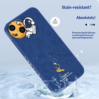 Coque de téléphone portable unisexe en silicone liquide ultra-fine antichoc avec motif graffiti astronaute de dessin animé pour iPhone 15
