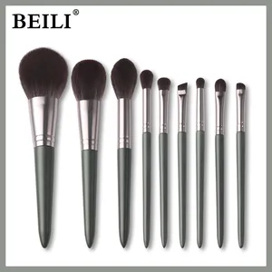 BEILI Vegan Cruelty Free makeup brush sets tools 9 pcs Logo Painting nylon hair Wood Handle