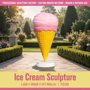 Statua in Fibra <span class=keywords><strong>di</strong></span> Vetro a Forma <span class=keywords><strong>di</strong></span> Cono Gelato F030, Scultura Realistica <span class=keywords><strong>di</strong></span> Cibo per Decorazione Esterna <span class=keywords><strong>di</strong></span> Centri Commerciali, Arte Paesaggistica Personalizzabile - Product Image 1