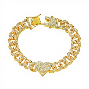 สร้อยข้อมือแบบ Cuban Link ชุบทอง ประดับเพชรซิร์คอน สไตล์ฮิปฮอป สำหรับทุกเพศ เหมาะสำหรับเป็นของขวัญในงานปาร์ตี้ - Product Image 3