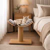 Station de relaxation pour chat design avec hamac incurvé, poteau à gratter en sisal et aspect élégant