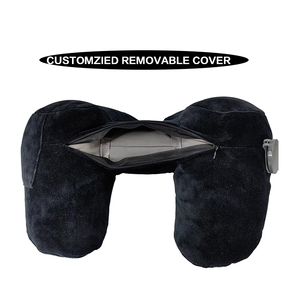 Travesseiro De Viagem Inflável Personalizado OEM Logotipo <span class=keywords><strong>H</strong></span> Sharp Pescoço Travesseiro Com Ganchos E Loops De Chapéu - Product Image 3