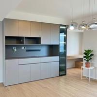 Meuble d'entrée moderne en bois sur mesure pour salon, rangement modulaire gain de place pour hôtel, appartement, villa, projet