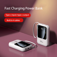 Mini banco de energía de carga rápida de fábrica 10000 mAh PowerBanks portátiles 10000 mAh 4 cables incorporados logotipo personalizado