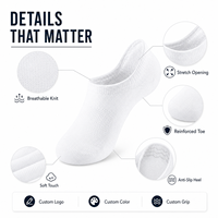 Großhandel Benutzerdefinierte Logo Weiße Unsichtbare Socken Niedrig Geschnittene Baumwoll-Sportsocken Fabrikpreis Geringe Mindestbestellmenge Private Label