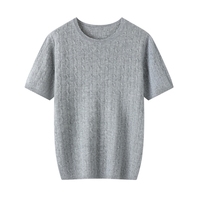 Pull d'hiver épais 100 % laine pour homme, style classique, logo brodé, respirant, 7GG, style plat simple, polyvalent, col rond, devant uni, vente en gros