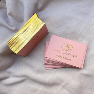Cartes de visite personnalisées avec estampage à chaud double face en or avec bordure dorée, papier texturé rose de qualité supérieure, cartes de visite pour la marque - Product Image 2