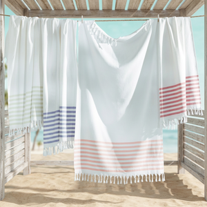 Toalla de Playa Cuadrada de Algodón Turco a Rayas, de Secado Rápido, Tejida, para Adultos - Product Image 3