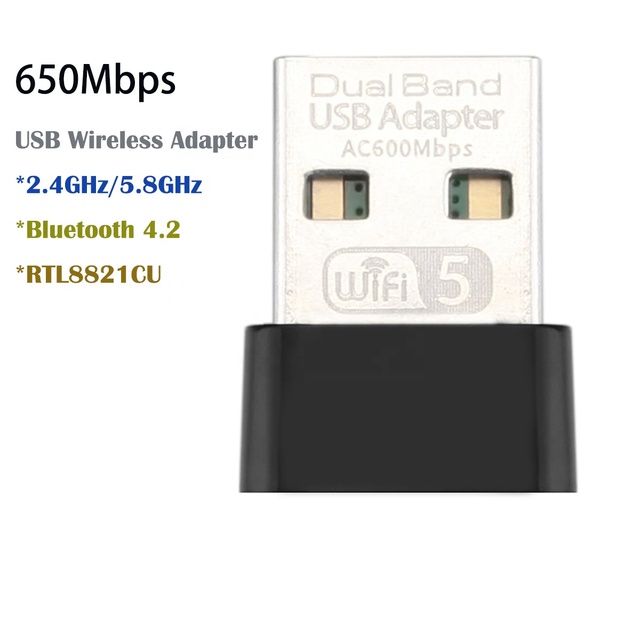 RTL8821CU AC600 Wifi 5 and BT4.2 Combo Dongle Dual Band Wireless Network Card for Car Dashcam