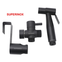 Ensemble de douche SUPERINOX noir avec pommeau de douche en acier inoxydable 304 pour salle de bain moderne