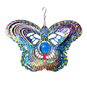 Mandala gió Spinner W/pha lê bóng-bướm 3D thép không gỉ treo Spinners giá trị món quà giáng sinh trang trí trong nhà/ngoài trời