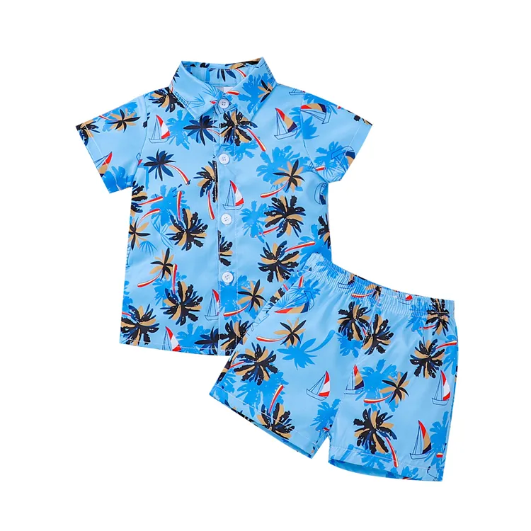 Pantalones Cortos De Playa Para Niños De Verano, Conjunto De Dos Piezas,  Camisas De Moda, Conjuntos 