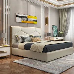 weißes leder italien villa schlafzimmer neuestes design bett set king-size kalifornien schlafzimmer möbel-set luxus king-size modern 2023