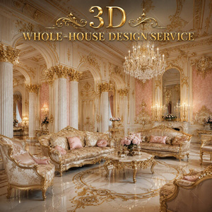 Service de rendu 3D pour la conception d'intérieur de <span class=keywords><strong>maison</strong></span> personnalisée, solution de rénovation de manoir de style <span class=keywords><strong>rococo</strong></span> français - Product Image 1