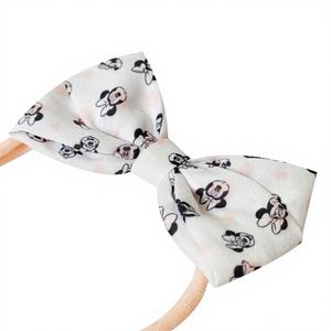 Licencia Oficial H.E.R. Accesorios para bebés, diademas adorables con lazo de Minnie, diademas elásticas suaves con estampado para el cabello, diademas para recién nacidos - Product Image 1