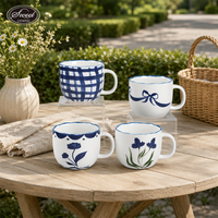 Ensemble de tasses à café en céramique SWT Classic Flower, soucoupe à pétales bouffants, tasse à thé, passe au lave-vaisselle, cadeau adorable, maison, bureau, café