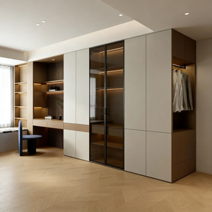 Armoire de chambre moderne sur mesure en bois massif avec tiroirs et coiffeuse intégrée <span class=keywords><strong>pour</strong></span> rangement et présentation, durable - Product Image 3