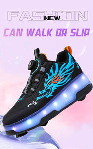 <span class=keywords><strong>Chaussures</strong></span> à <span class=keywords><strong>roulettes</strong></span> JIAXIN avec roues, <span class=keywords><strong>chaussures</strong></span> rapides pour garçons et filles, quatre roues, lumières LED clignotantes, patins à <span class=keywords><strong>roulettes</strong></span> invisibles avec freins - Product Image 6