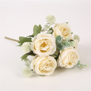 Bouquet de roses artificielles en gros, fleurs artificielles, décoration de mariage, décoration de la maison, 5 têtes, rose en soie - Product Image 2