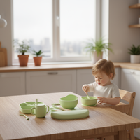 Ensemble de vaisselle pour enfants personnalisable en couleur, avec ventouse, compartiments divisés, assiette, bol, sans BPA, ensemble d'alimentation en silicone pour bébé