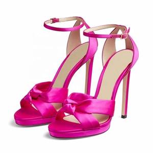 Hermosos Zapatos de Novia para Boda, Color <span class=keywords><strong>Fucsia</strong></span>, Satén, con Hebilla y Correa, Tallas Grandes, Tacones de Aguja para Mujer - Product Image 1