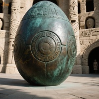 Benutzer definierte Outdoor Resort Ruinen Park Public Decor Große Metallguss Bronze geschnitzte Retro-Muster Kunst Riesen Cracked Egg Shape Skulptur