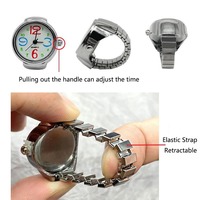 Vintage Punk Quartz doigt montre de poche anneau pour femmes hommes Goth horloge anneaux montre numérique élastique extensible anneaux bijoux cadeau
