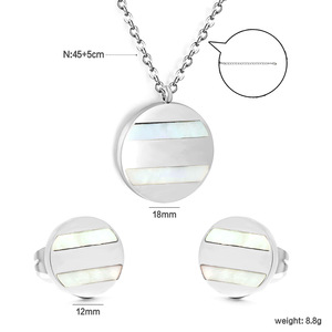 Ensemble de bijoux en coquillage blanc rond de style européen et américain pour femmes, collier et boucles d'oreilles à design géométrique pour un usage quotidien - Product Image 5