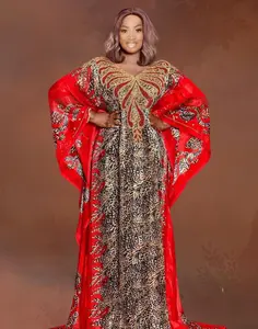 2023 robe musulmane du moyen-orient pour les femmes or perle broderie imprimé léopard Abaya grande taille robe