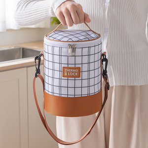 ถุงอาหารกลางวันทรงกระบอกแบบมีฉนวนพร้อมสายสะพายไหล่ความจุขนาดใหญ่สำหรับนักเรียนใช้งานแบบลำลอง - Product Image 3