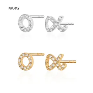 FUAMAY Bboucles Dd'oreilles Tendance 2021 Letter O Infinityイヤーリングハグ & キススタッドピアス