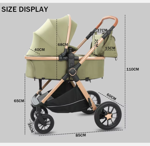 Passeggino 3 in 1 Stile Europeo New Born Pretty con Seggiolino Auto, Carrozzina Multifunzionale Pieghevole per Neonati - Product Image 3