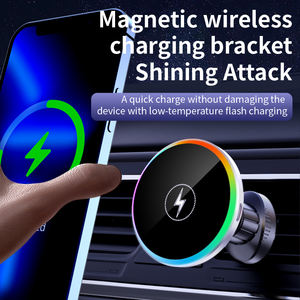 Produits les plus vendus 2025 <span class=keywords><strong>Chargeur</strong></span> 15W sans fil <span class=keywords><strong>pour</strong></span> voiture Support de charge sans fil magnétique puissant avec logo de lumière RVB respirante - Product Image 2