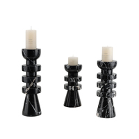Porte-bougie en marbre noir WeiVibe, design superposé, vente en gros personnalisée pour la décoration de maison de luxe
