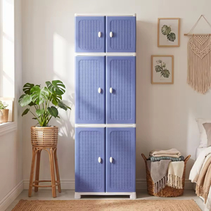 Foldable Multifunctional <b>Storage</b> <b>Box</b> Plastic Stackable Container with Rattan Pattern and Hanging Clothes Rod for Home Use - Product Image 5