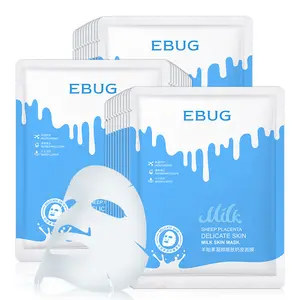 Personalizzato EBUG private label pecora placenta sodio ialuronato nutriente cura della pelle maschera viso sbiancante al latte al collagene di seta