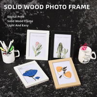 Cadre photo rectangulaire en bois massif fait main et écologique avec verre, logo personnalisé, décoration créative pour la maison, ornement de table, art