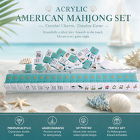 Ubin Mahjong Akrilik Lipat Ramah Lingkungan Mewah Modern Amerika Tahan Lama Portabel Gaya Laut Segar Desain Asli Dalam Ruangan