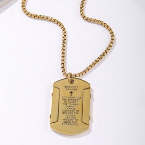 Ожерелье-подвеска унисекс YUNLAN из нержавеющей стали с позолотой 18K, винтажное, с гравировкой «Молитва о спокойствии», на бамбуковой цепочке - Product Image 4
