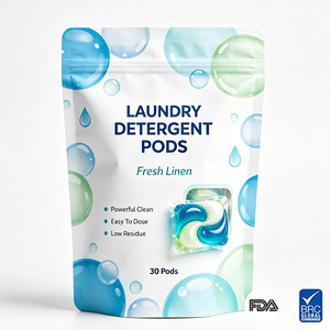 Sachets refermables personnalisés, sachets autoportants anti-humidité avec fenêtre pour dosettes de lessive, impression personnalisée en gros - Product Image 1