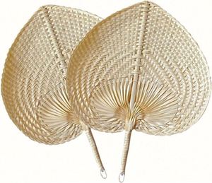 Abanico de Bambú Natural de China, Ecológico, Personalizado, Tejido a Mano con Rafia de Palma, Abanico de Rafia de Ratán Tejido a Mano, 30x38cm, para Bodas - Product Image 1
