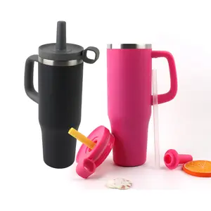 32Oz/40Oz Đôi Tường Xe Tumbler Du Lịch Cup 2-Trong-1 Nóng Lạnh Thép Không Gỉ Chân Không Cách Nhiệt Tumbler Với Xử Lý Và Rơm Nắp